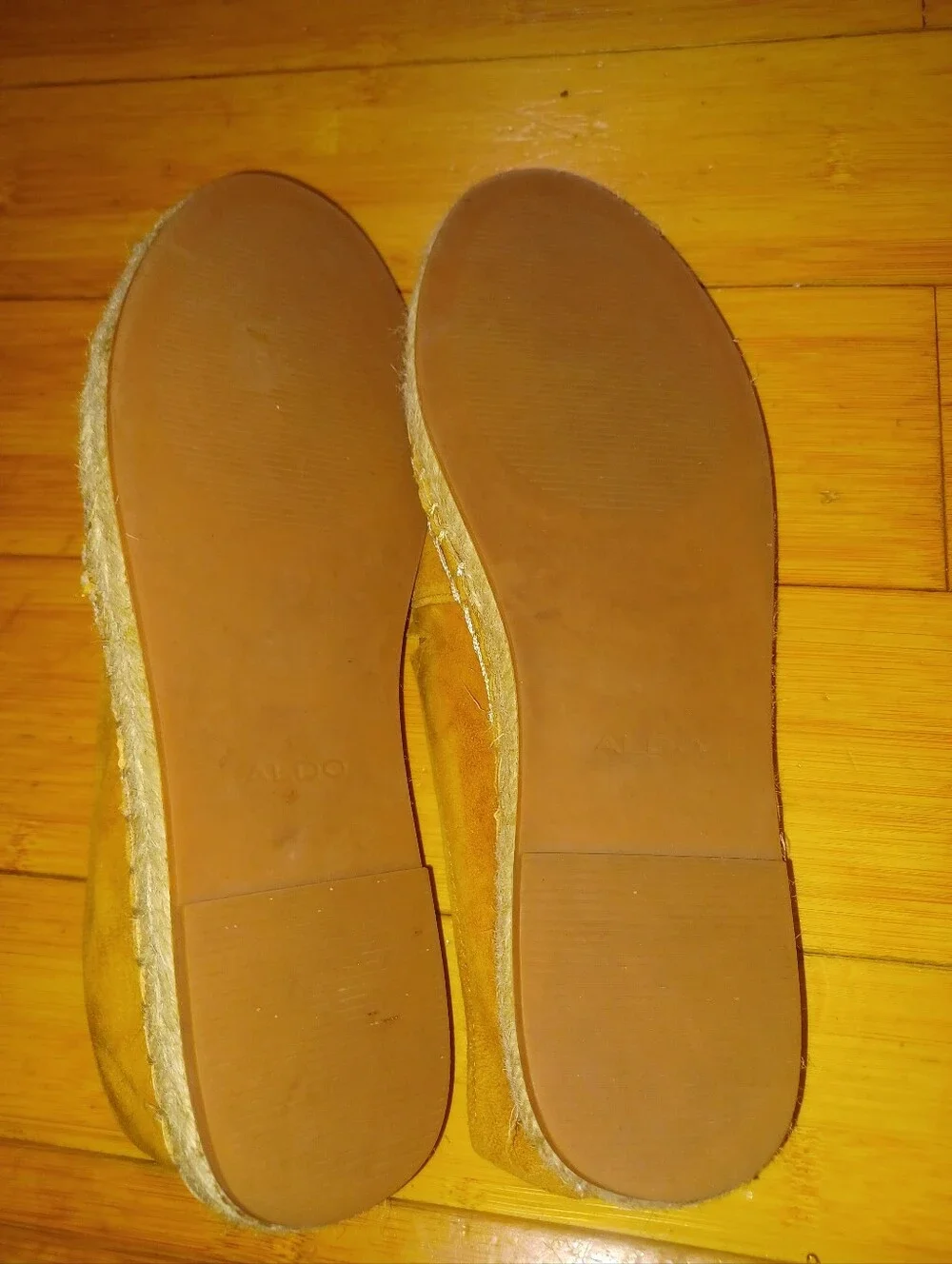 Women’s Aldo Suede Espadrille Slip-On Flats in Mustard